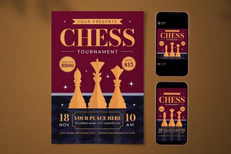 FreePsdVn.com 2211349 TEMPLATE chess tournament flyer set cyqj8vp cover