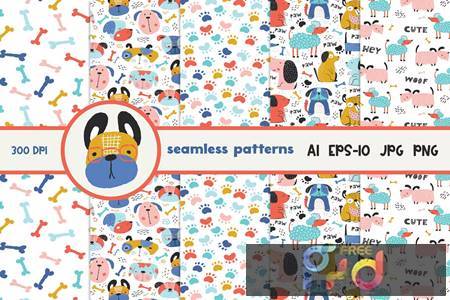 FreePsdVn.com 2212268 STOCK set of childish seamless pattern with funny dogs 9gs7kpp