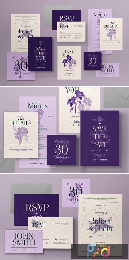 FreePsdVn.com 2212330 TEMPLATE purple minimalist elegant wedding invitation set g53qs6q