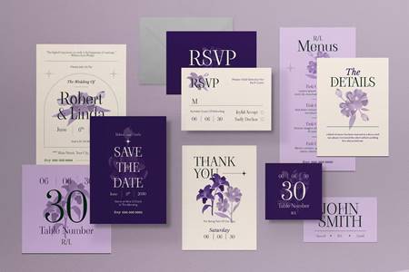 FreePsdVn.com 2212330 TEMPLATE purple minimalist elegant wedding invitation set g53qs6q cover