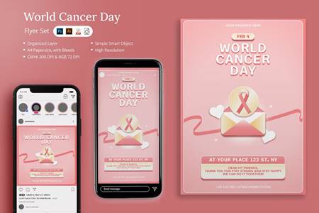 FreePsdVn.com 2212522 TEMPLATE ginan world cancer day flyer set 67euajy cover