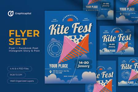 FreePsdVn.com 2212540 TEMPLATE blue international kite festival flyer set n4kyhjh cover
