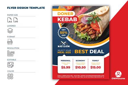 FreePsdVn.com 2301016 TEMPLATE doner kebab restaurant flyer template 4sy25ms cover