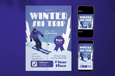 Freepsdvn.com 2301198 Template Winter Ski Trip Flyer Vkk2kdx Cover