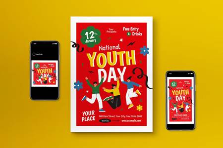 FreePsdVn.com 2301372 TEMPLATE red flat design national youth day flyer set 89jbqlc cover