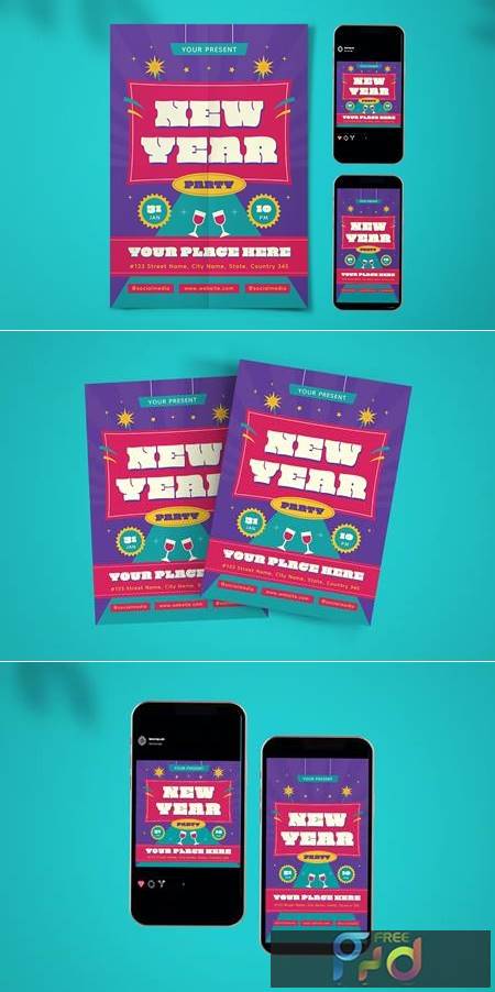 New Year Party Flyer Set #12 8EDCY2Z 1