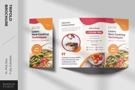 Freepsdvn.com 2301546 Template Trifold Brochure Cooking Course S7seyux Cover