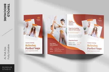 FreePsdVn.com 2301549 TEMPLATE trifold brochure yoga training center 89v56f8 cover