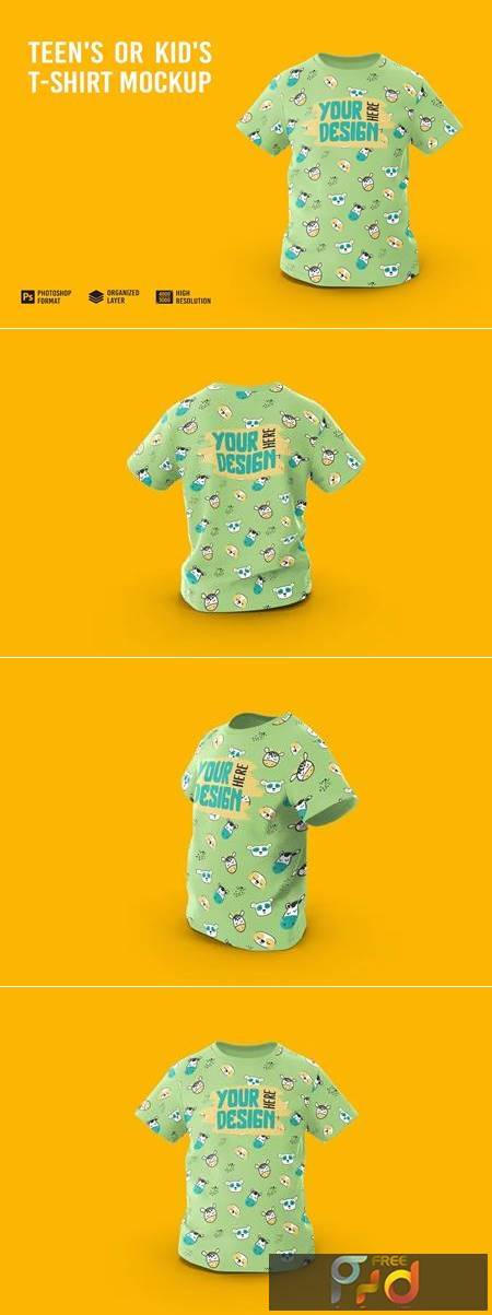 Teen's or Kid's T-shirt Mockup EBBQNMB 1
