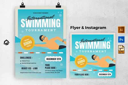 FreePsdVn.com 2302027 TEMPLATE flyer international swimming tournament rpwp3zl cover