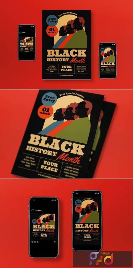 Black Retro Black History Month Flyer Set QF9TWCB 1