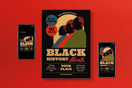 FreePsdVn.com 2302188 TEMPLATE black retro black history month flyer set qf9twcb cover