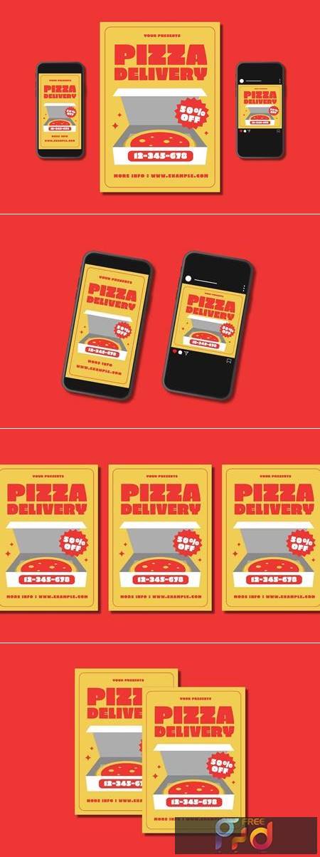 Pizza Delivery Flyer Set 3VDA2R2 1