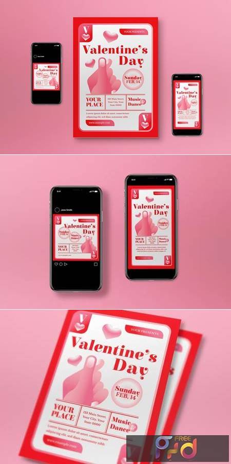 Red 3D Valentine Day Flyer Set PLFA3QY 1