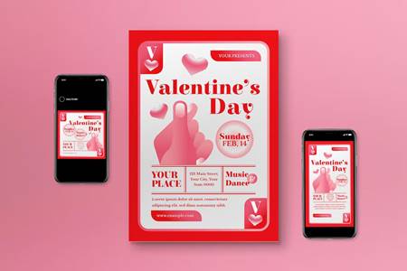FreePsdVn.com 2302347 TEMPLATE red 3d valentine day flyer set plfa3qy cover