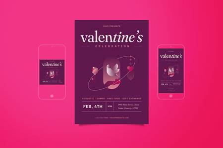 FreePsdVn.com 2302357 TEMPLATE valentines day celebration flyer set ty9qfy7 cover