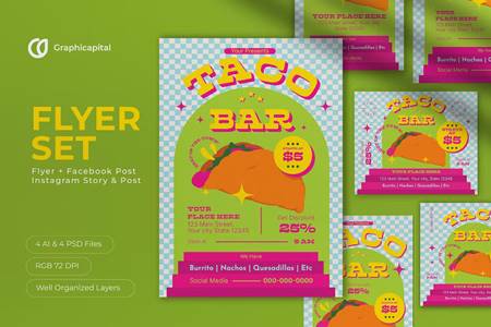 FreePsdVn.com 2302405 TEMPLATE green riso taco bar flyer set 7hbsy5n cover