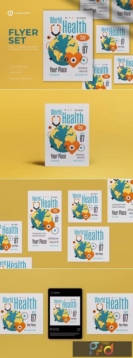 White World Health Day Flyer Set EPZSUC5 1