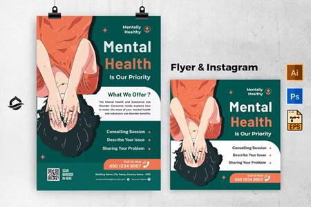 FreePsdVn.com 2303114 TEMPLATE mental healthy center flyer and instagram post 6zy5g3z cover