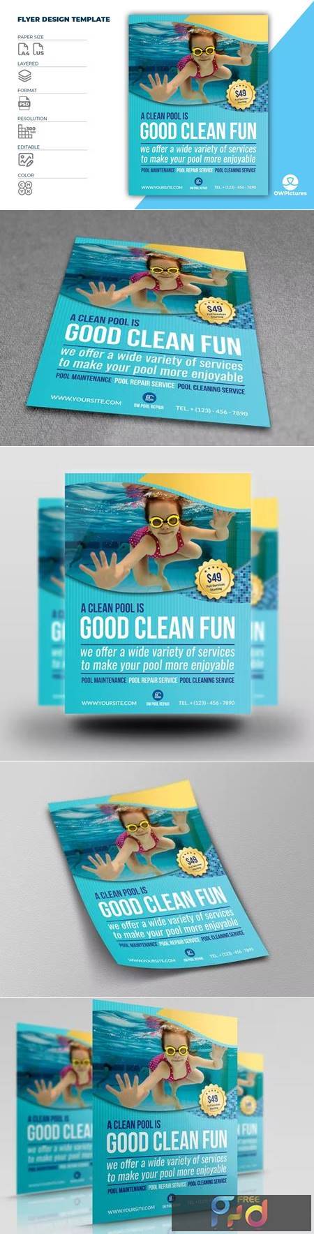 Swimming Pool Cleaning Service Flyer Template V59EV2U 1