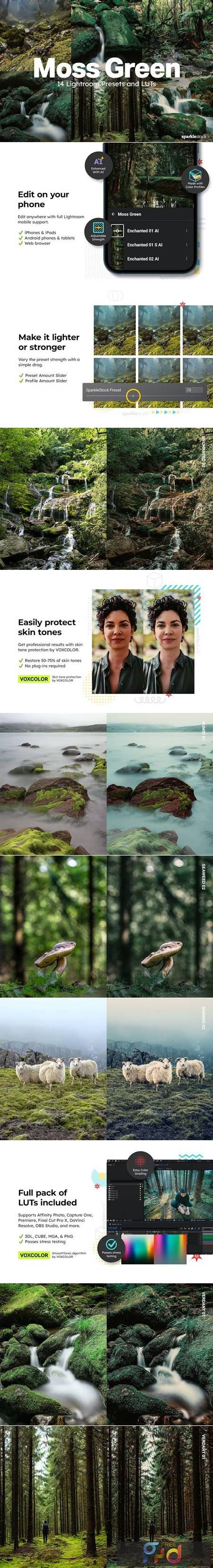 14 Moss Green Lightroom Presets and LUTs 2269WYC 1