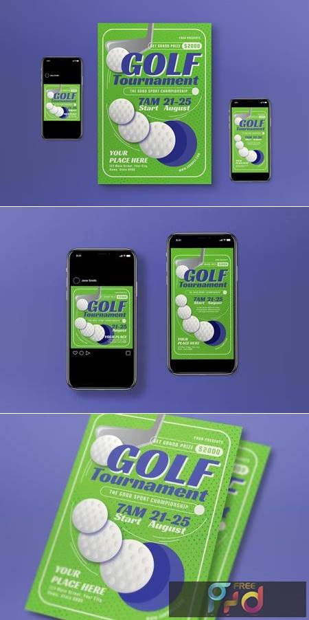 Green Modern Golf Tournament Flyer Set 5YBSAN3 1