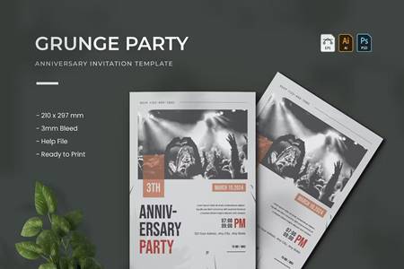 Freepsdvn.com 2303558 Template Grunge Party Invitation E5l32y4 Cover