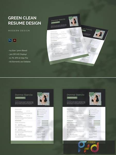 Green Clean Minimalist - Resume Template DUJN3PK 1