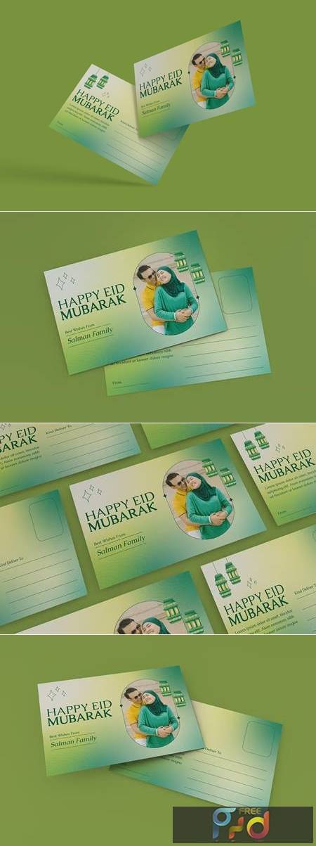 Green Gradient Eid Mubarak Greeting Card VGMJZS8 1