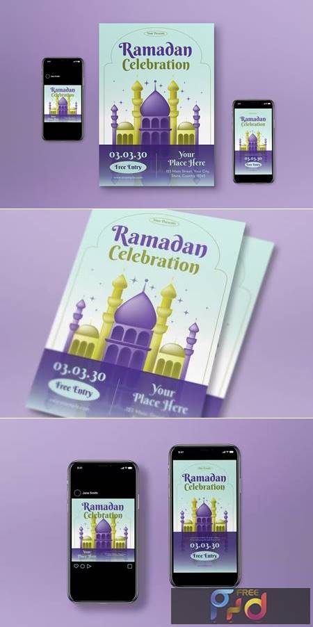 Purple Gradient Ramadan Kareem Flyer Set N5ZEK8D 1