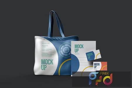 Tote Bag, business card and Letterhead Mockup DBDPPEL 1