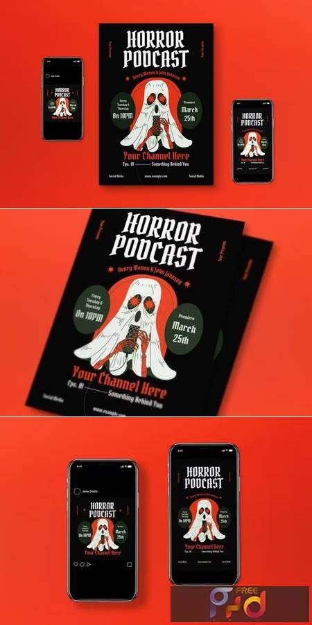 Black Vintage Horror Podcast Flyer Set M3DHCGX 1