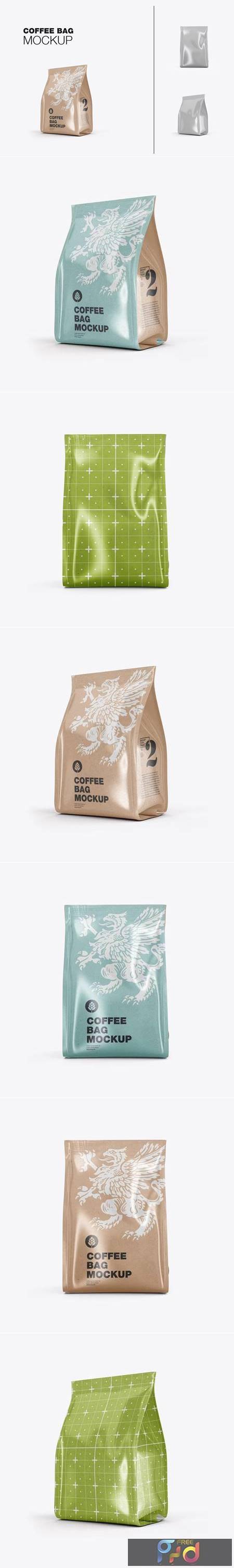 Set Kraft Paper Coffee Bag Mockup MSCQQYA 1