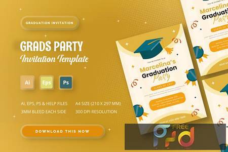 Grads Party - Graduation Invitation 2BFJWVU 1