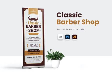 FreePsdVn.com 2305014 TEMPLATE classic barbershop roll up banner m8v3c73 cover