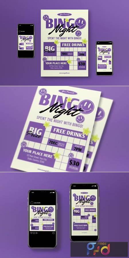 Purple Bingo Night Flyer Set TKBRSWP 1