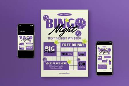 FreePsdVn.com 2305033 TEMPLATE purple bingo night flyer set tkbrswp cover