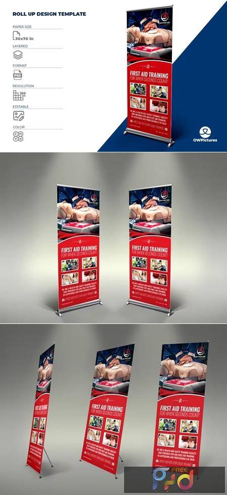 First Aid Signage Roll Up Banner Template 8FACLSY 1