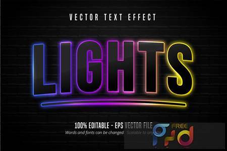 Lights - Editable Text Effect, Neon Font Style 3C7D2J4 1