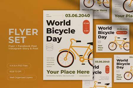 FreePsdVn.com 2305419 TEMPLATE white flat design world bicycle day flyer set sb7pper cover