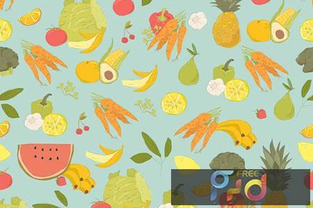 FreePsdVn.com 2307054 VECTOR vector seamless pattern with fruits and vegetables g4yzqbb