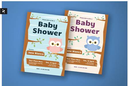 FreePsdVn.com 2307170 TEMPLATE baby shower invitation cute owl theme evyyhm9 cover
