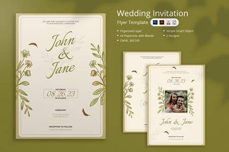 Freepsdvn.com 2308065 Template Pekan Wedding Invitation Flyer X3yc5fl Cover