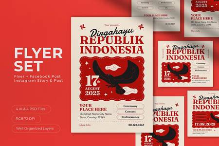 FreePsdVn.com 2308285 TEMPLATE white modern dirgahayu indonesia flyer set d94gdvj cover