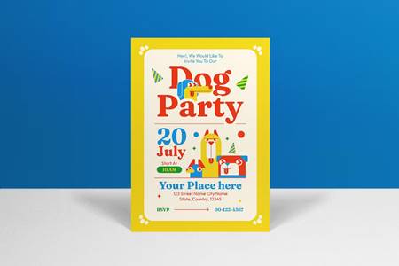 FreePsdVn.com 2308287 TEMPLATE yellow flat design dog party invitation 5f4qhpy cover