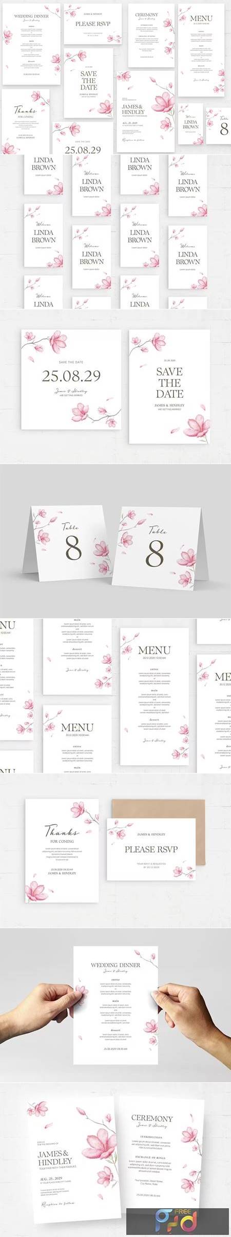 FreePsdVn.com 2309037 TEMPLATE pink flowers wedding templates set 9et7wqr 1