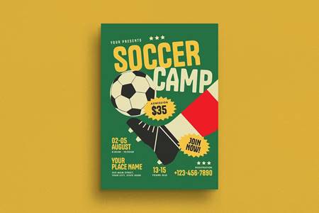 Freepsdvn.com 2309111 Template Retro Soccer Camp Event Flyer Dqxkckk Cover