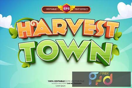 Freepsdvn.com 2309199 Vector Harvest Town Cartoon Game Tittle Text Effect Wqx2w3q