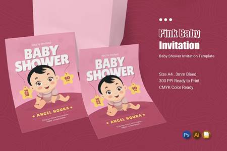 FreePsdVn.com 2309302 TEMPLATE pink baby shower invitation q68qwej cover