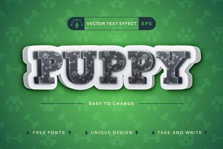 Freepsdvn.com 2309359 Vector Puppy Editable Text Effect Font Style Ptge2bg Cover